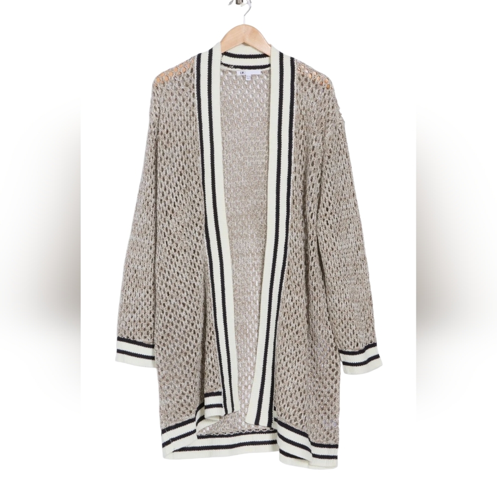 DR2 Open-Knit Cardigan with Black and White Accents
